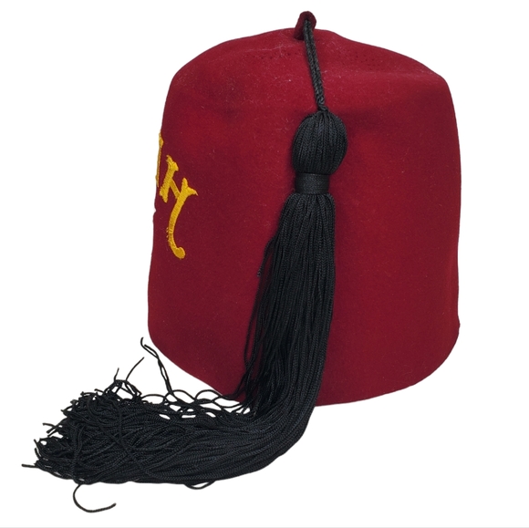 Vintage MIZPAH Masonic Temple Shriner Fez Hat Tassel Embroidered - Picture 4 of 9